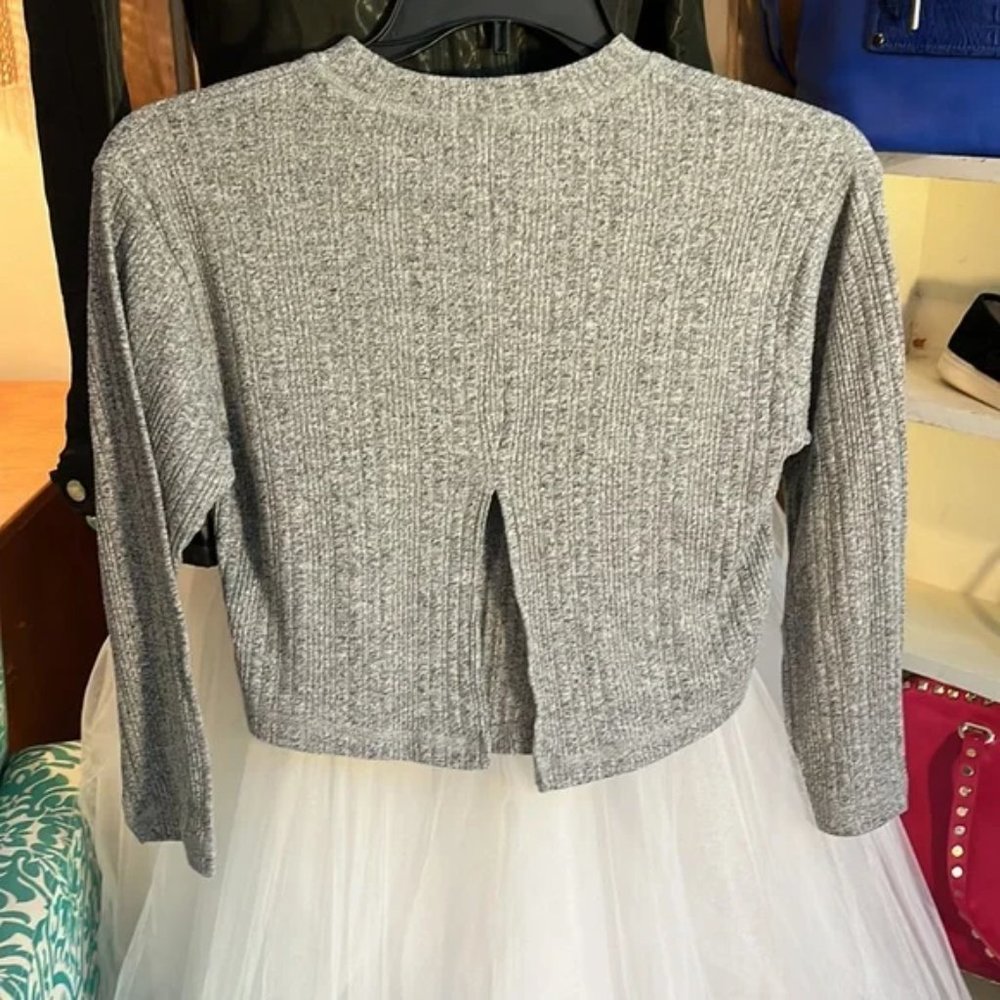 TOPSHOP Gray Heather Crop Top Petite Sz 4 - Picture 2 of 4